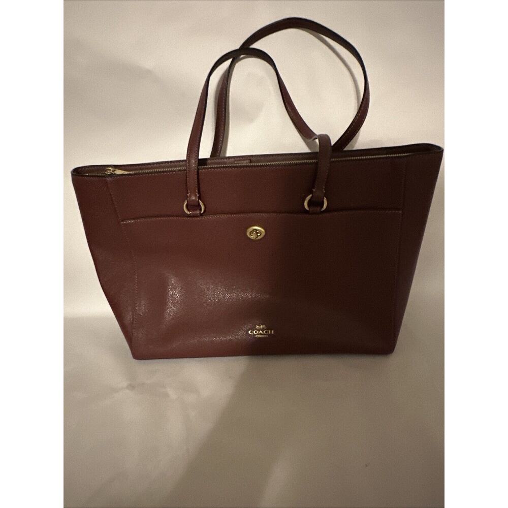 Coach Burgundy Leather Folio Large Tote Classy Structured